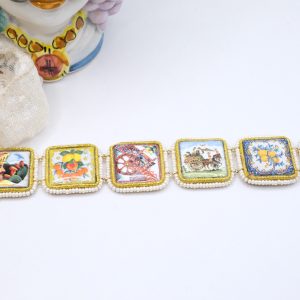 Bracciale Mattonelle Ceramica di Caltagirone Microperle Tema Sicilia