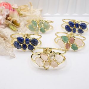 Bracciale Ottone a Molla Pietre Naturali 5 Varianti