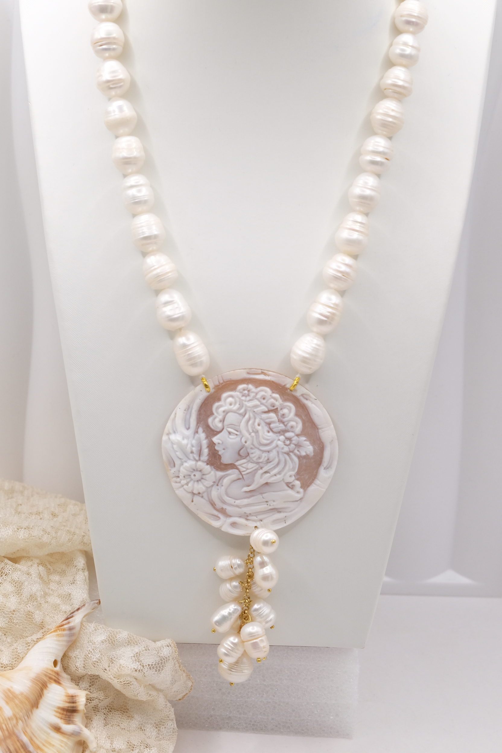 COLLANA ARTIGIANALE A Y PERLE CAMMEO DI TORRE DEL GRECO DAMA (2)