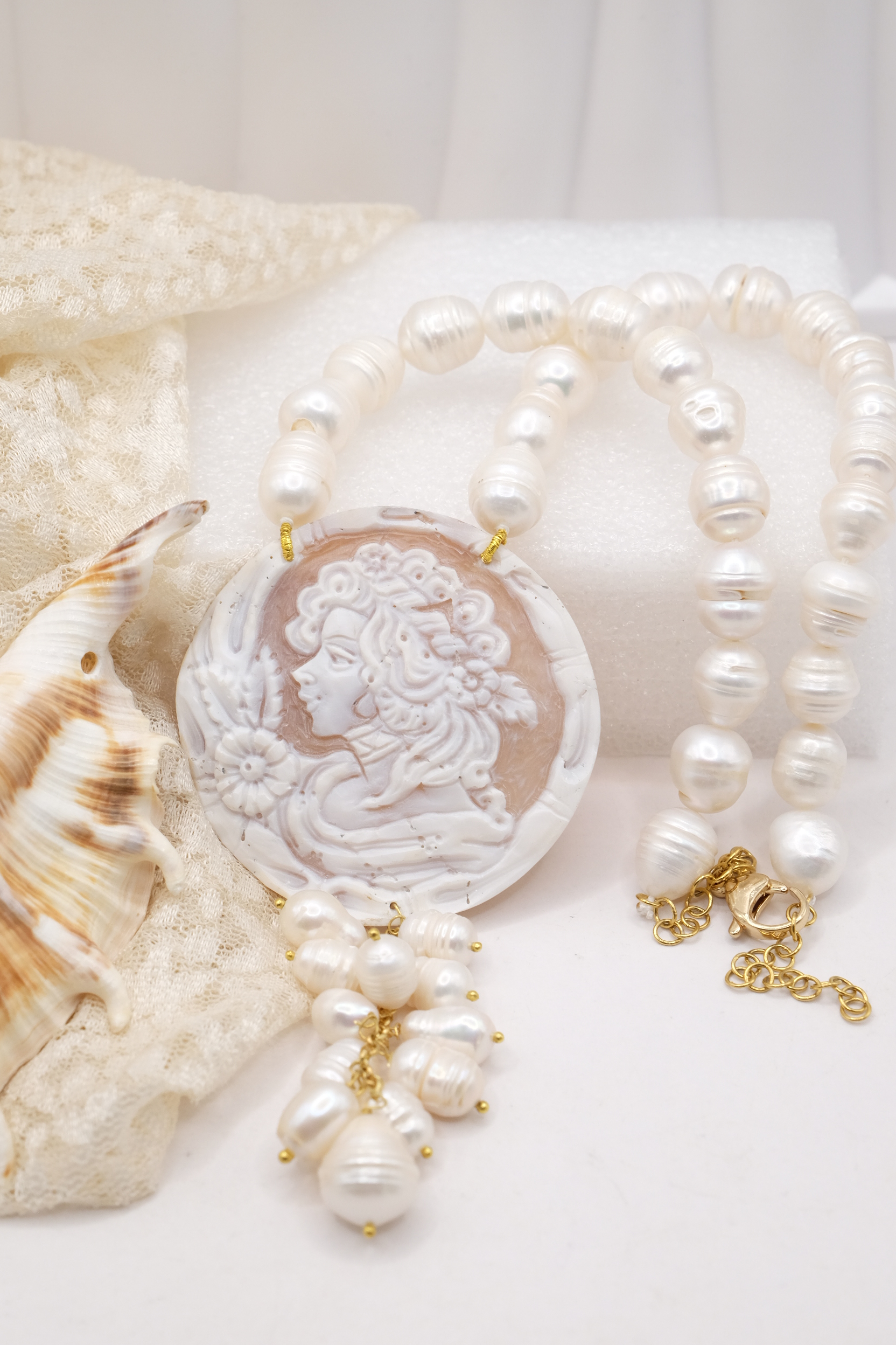 COLLANA ARTIGIANALE A Y PERLE CAMMEO DI TORRE DEL GRECO DAMA (3)