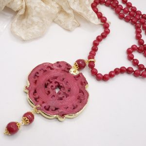 Collana Charleston Chanel Agata Rossa Mandala Giada Rossa
