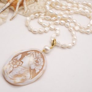 Collana Charleston Chanel Perle Naturali e Cammeo di Torre del Greco 2 Varianti