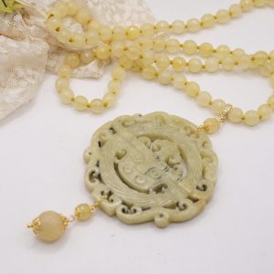 Collana Charleston Chanel Mandala Giada Verde Chiaro