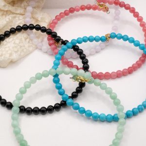 Collana Girocollo Stretto 5 Varianti Giada Angelite Onice Lavanda Quarzo Rosa