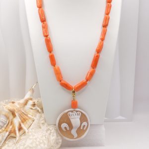 Collana Corallo Bamboo Barilotti e Cammeo di Torre del Greco Portafortuna