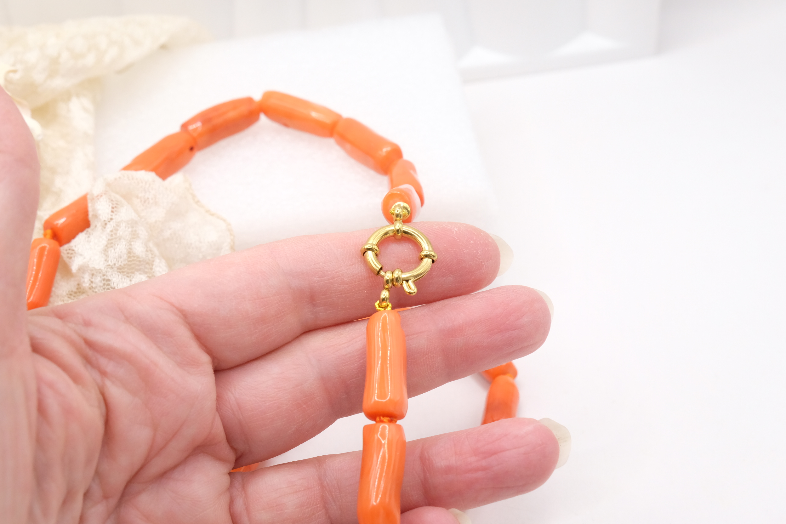 COLLANA CORALLO BAMBOO CAMMEO DI TORRE DEL GRECO ARTIGIANALE PORTAFORTUNA (5)