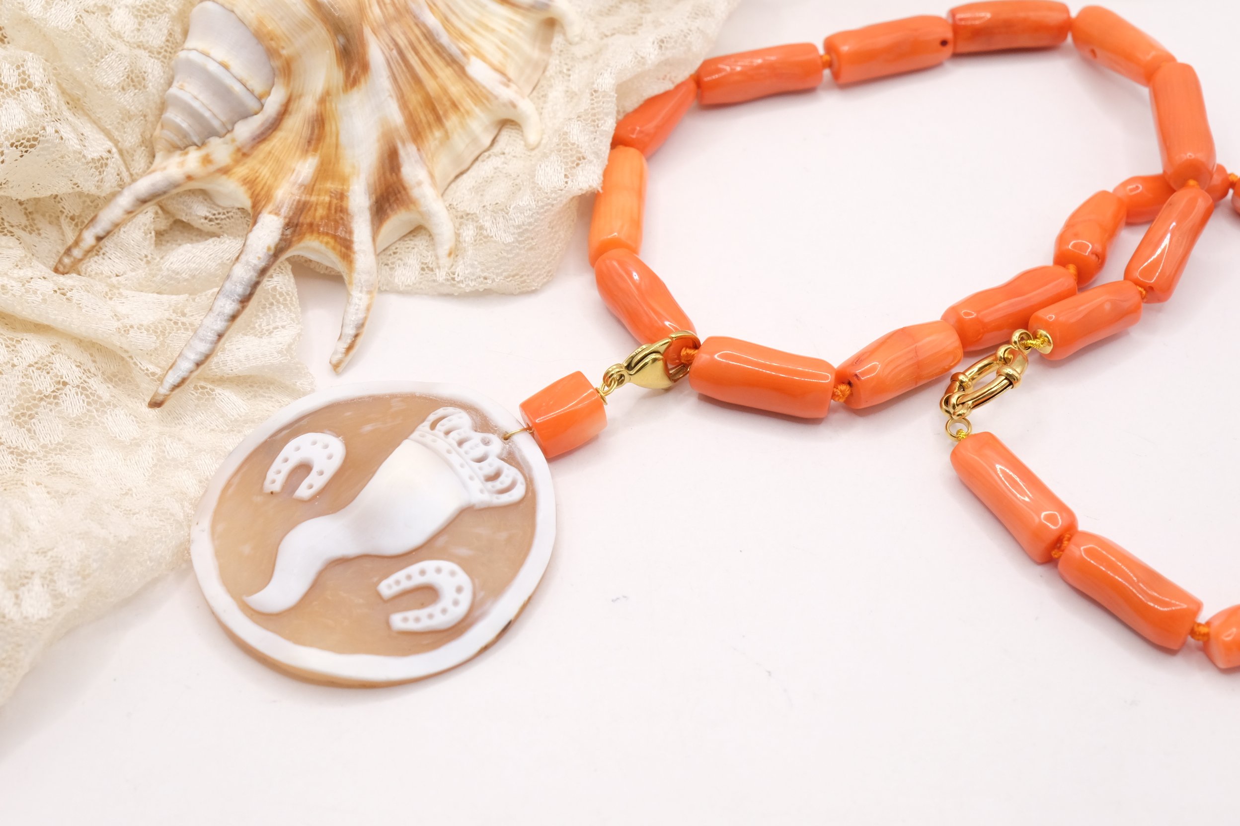 COLLANA CORALLO BAMBOO CAMMEO DI TORRE DEL GRECO ARTIGIANALE PORTAFORTUNA (6)