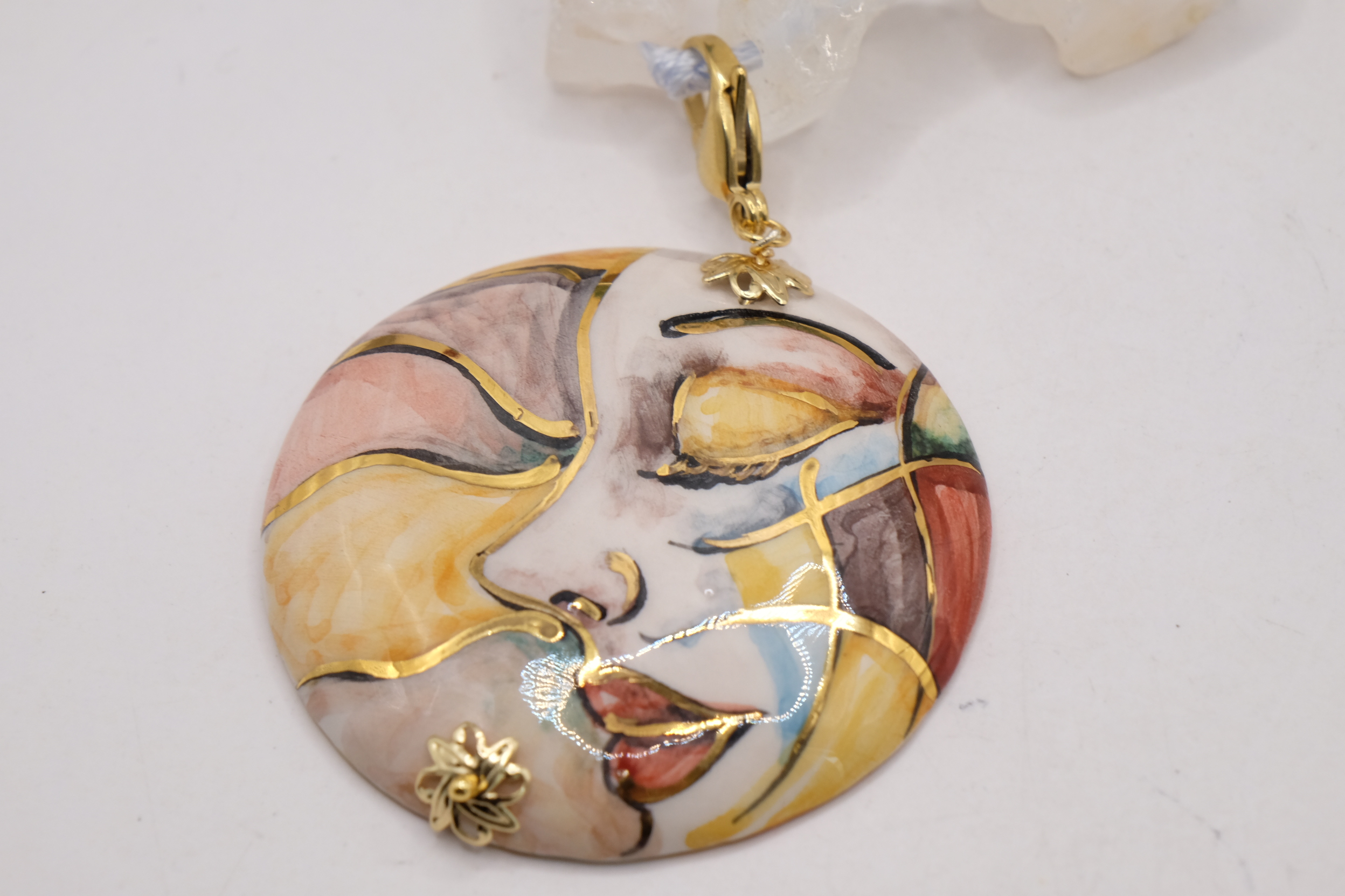 COLLANA CRISTALLO DI ROCCA ARTIGIANALE CERAMICA DI CALTAGIRONE SICILIANA (8)