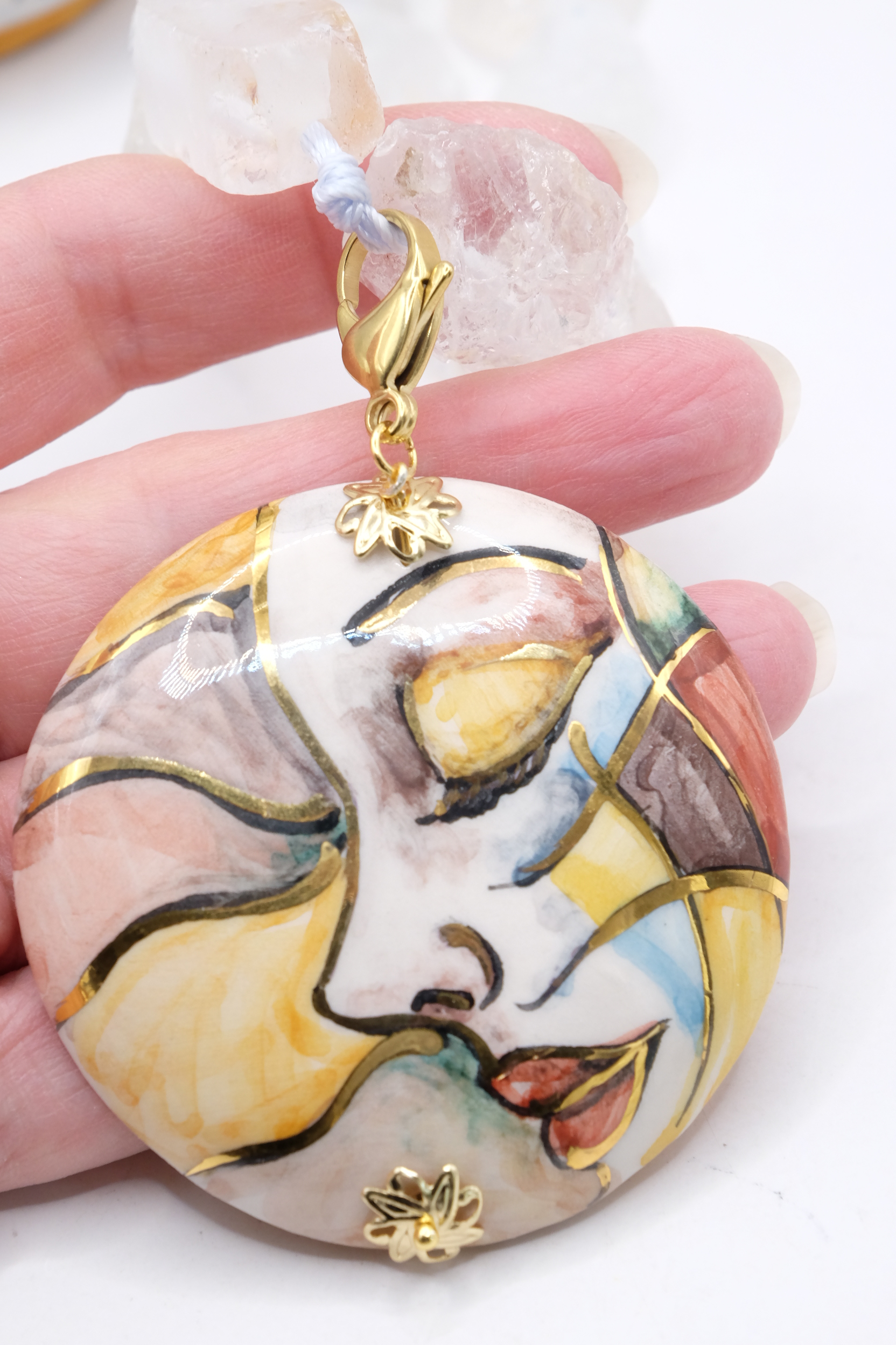 COLLANA CRISTALLO DI ROCCA ARTIGIANALE CERAMICA DI CALTAGIRONE SICILIANA (9)