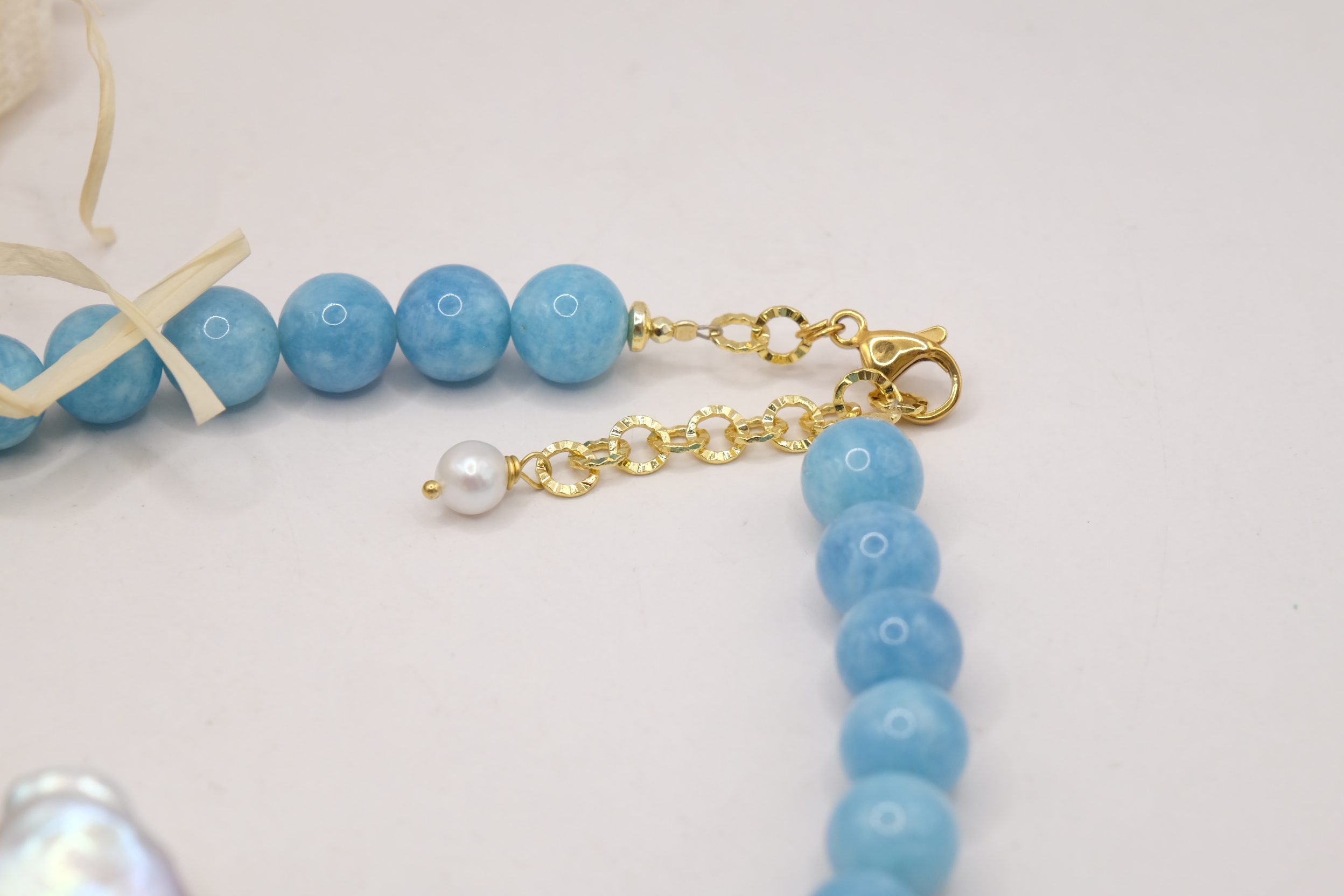 COLLANA E ORECCHINI ARTIGIANALE ANGELITE PERLE (4)