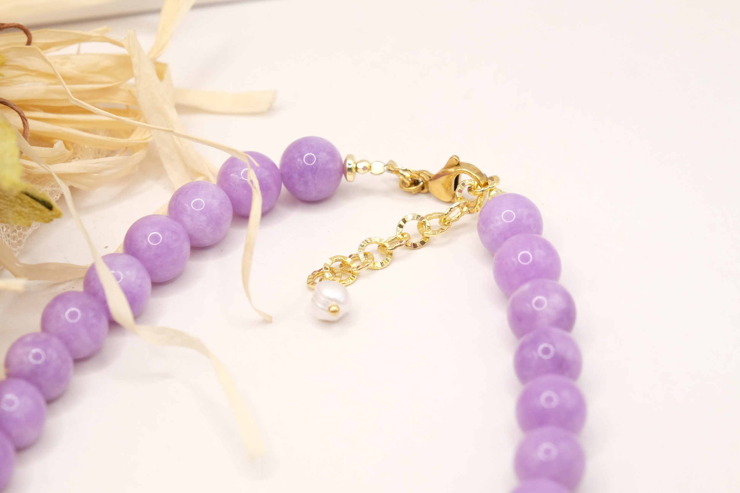 COLLANA E ORECCHINI ARTIGIANALE KUNZITE PERLE (6)