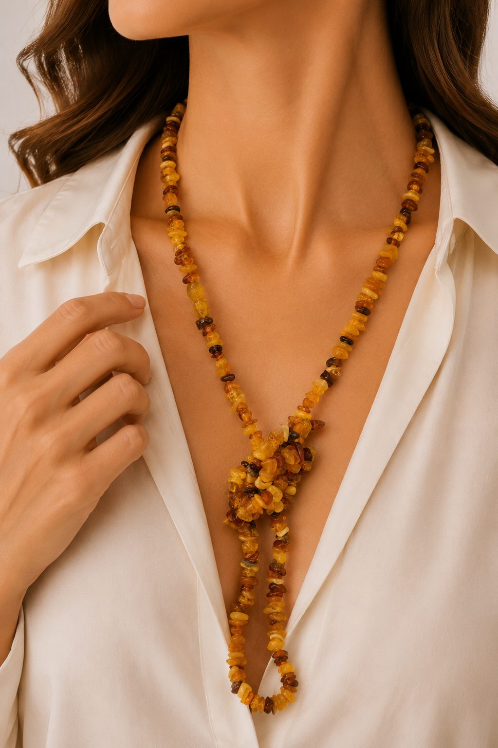 COLLANA LUNGA CHIPS AMBRA DEL BALTICO ARTIGIANALE