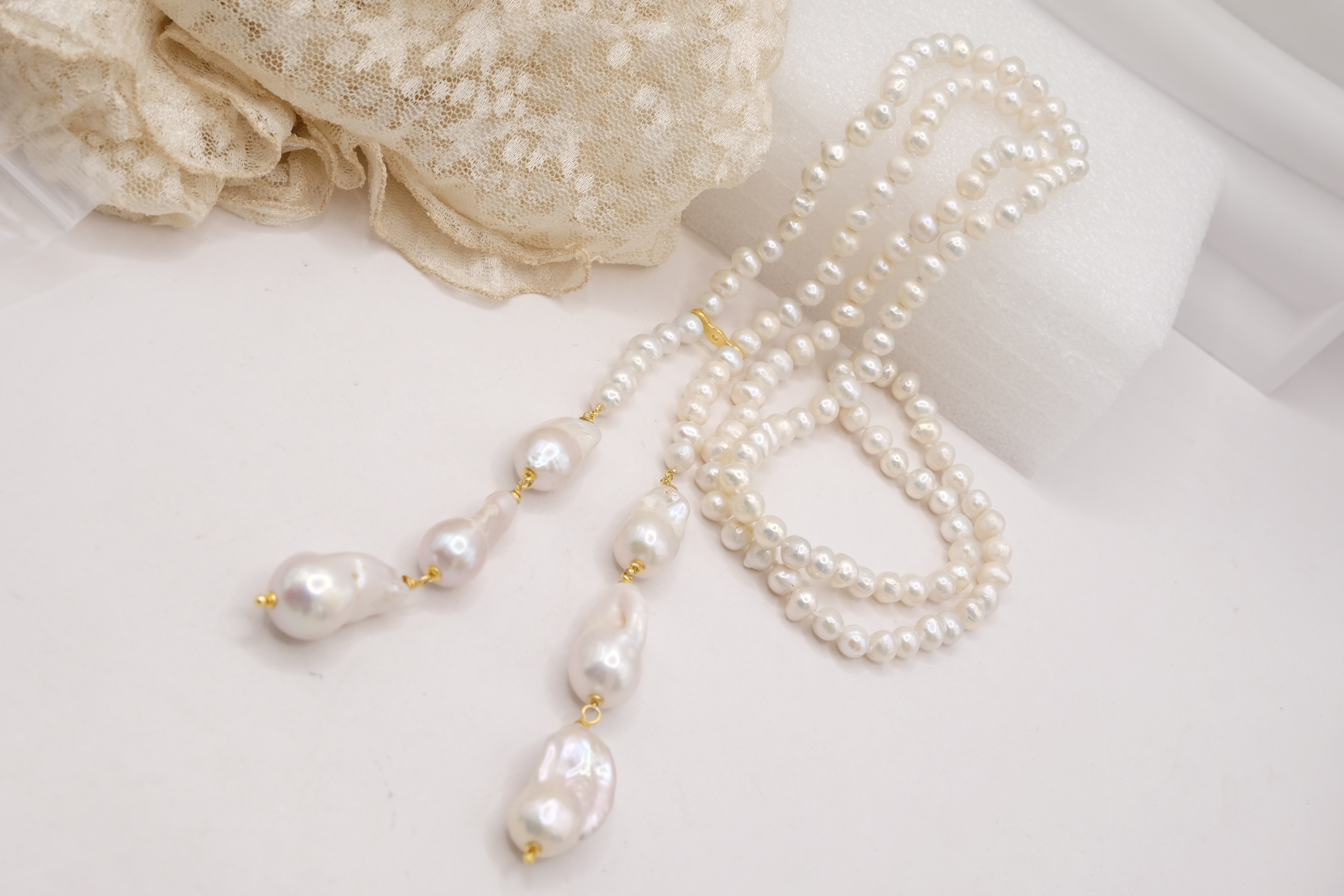 COLLANA LUNGA LARIAT PERLE NATURALI ARGENTO 925 PLACCATO ORO (1)