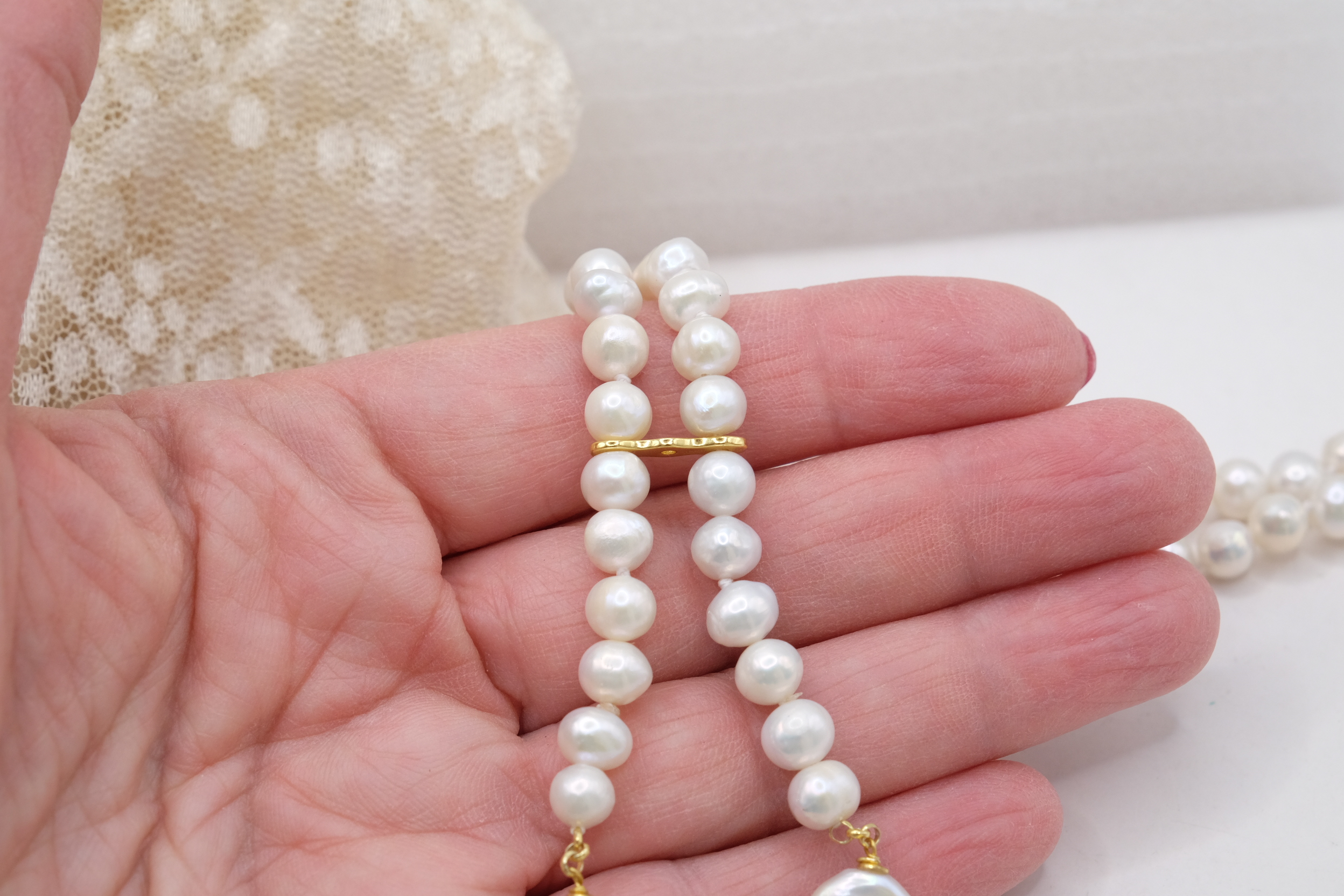 COLLANA LUNGA LARIAT PERLE NATURALI ARGENTO 925 PLACCATO ORO (4)