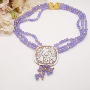 Collana Multifilo Giada Lavanda Cammeo di Torre del Greco filigrana