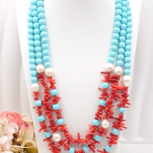 Collana Multifilo Turchese Perle