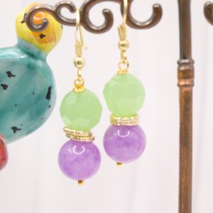 Orecchini Giada Kunzite e Verde Pendenti