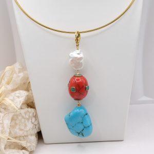 Ciondolo Pendente Turchese Naturale Nepalese Perla