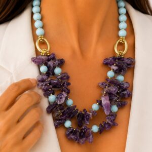Collana Ametista Multifilo 2 Fili Pasta di Turchese