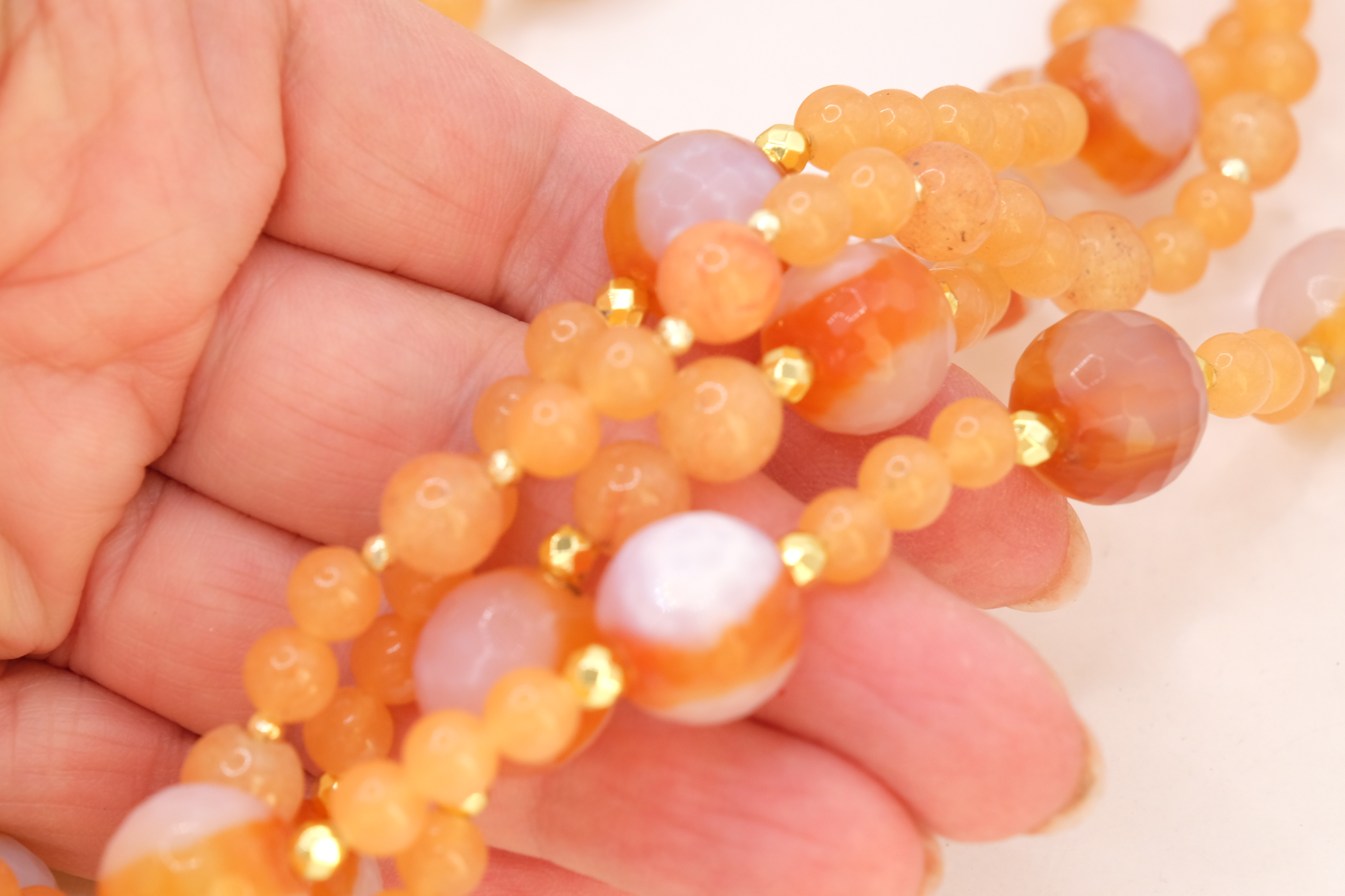 COLLANA ARTIGIANALE AGATA CORNIOLA CAMMEO TORRE DEL GRECO MULTIFILO (7)