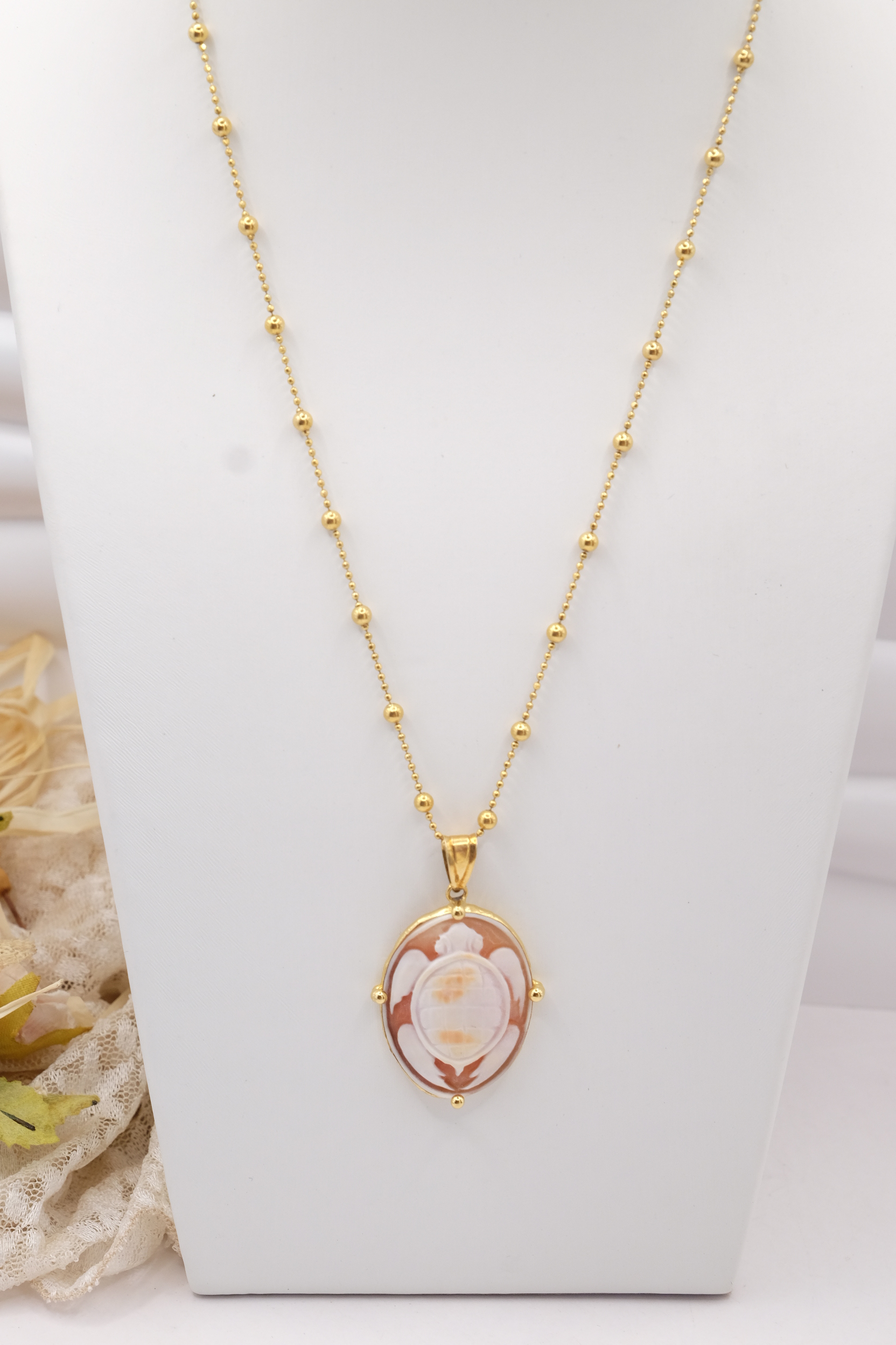 COLLANA ARTIGIANALE CAMMEO DI TORRE DEL GRECO TARTARUGA ARGENTO 925 PLACCATO ORO (2)