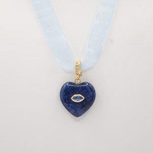 Collana Collarino Tulle Argento Dorato Pendentino Cuore Lapis