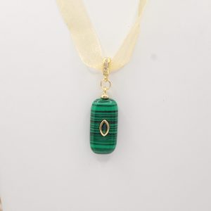 Collana Collarino Tulle Argento Dorato Pendentino Malachite