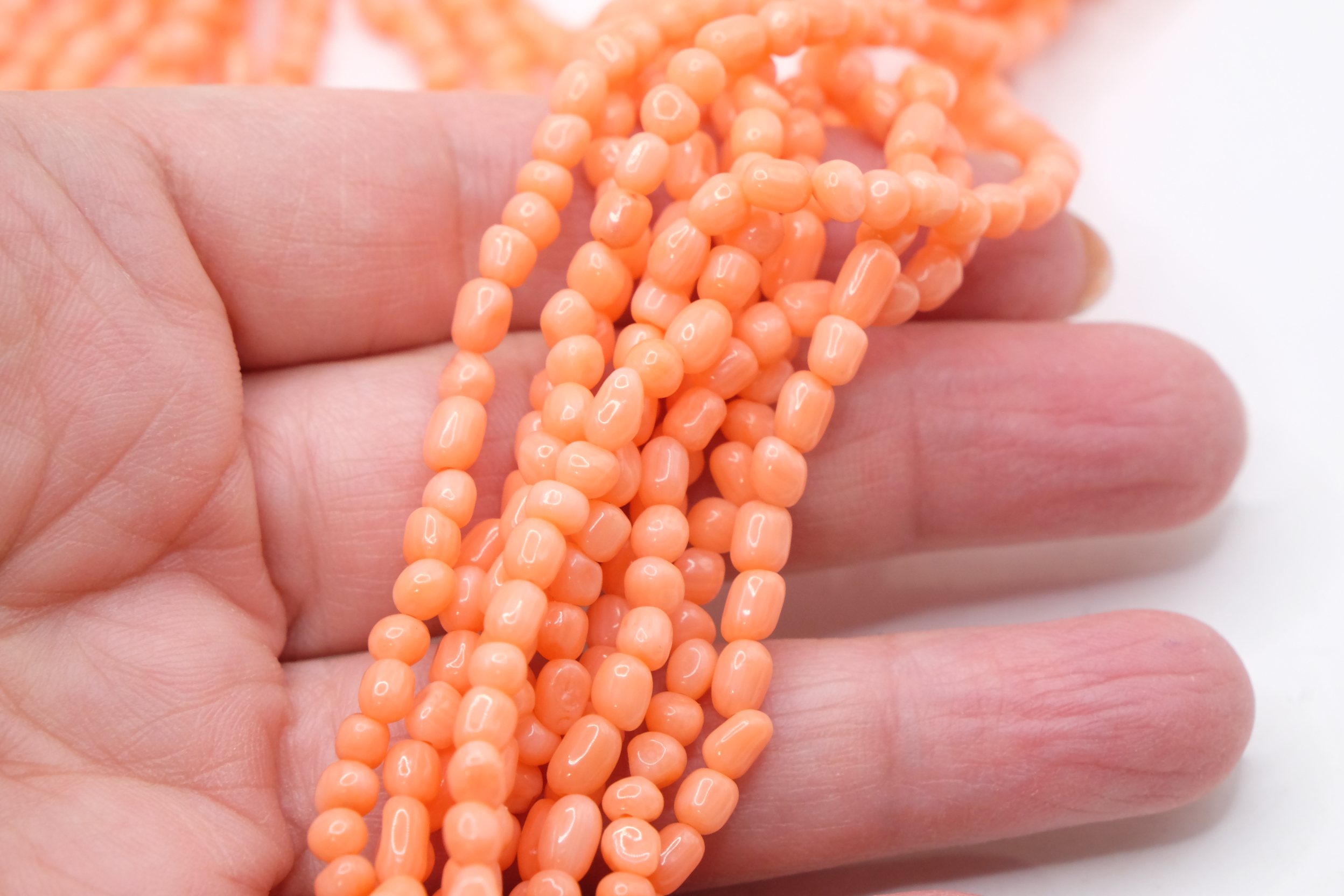 HANDMADE MULTI-STRAIN NECKLACE WITH BAMBOO CORAL, SALMON, LARGE PEARL, AMETHYST, AQUAMARINE (6)
