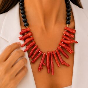 Collana Corallo Bamboo Grandi Rami Onice Top Quality