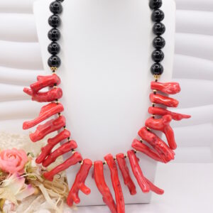 Collana Corallo Bamboo Grandi Rami Onice Top Quality
