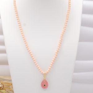 Collana Pasta di Corallo Rosa Pendentino Quarzo Rosa