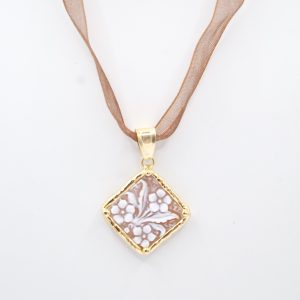 Collana cammeo Fiori Torre del Greco argento dorato