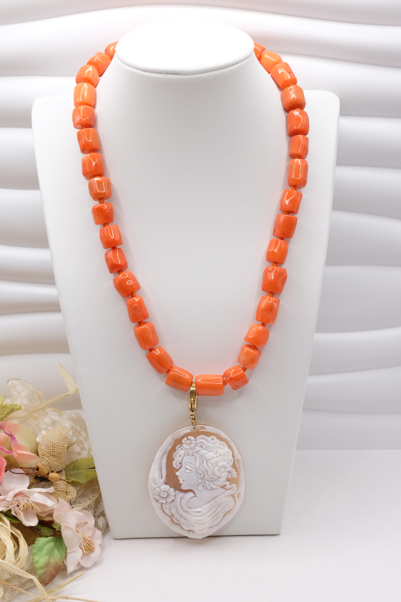 COLLANA CORALLO BAMBOO PENDENTE STACCABILE DAMA (2)