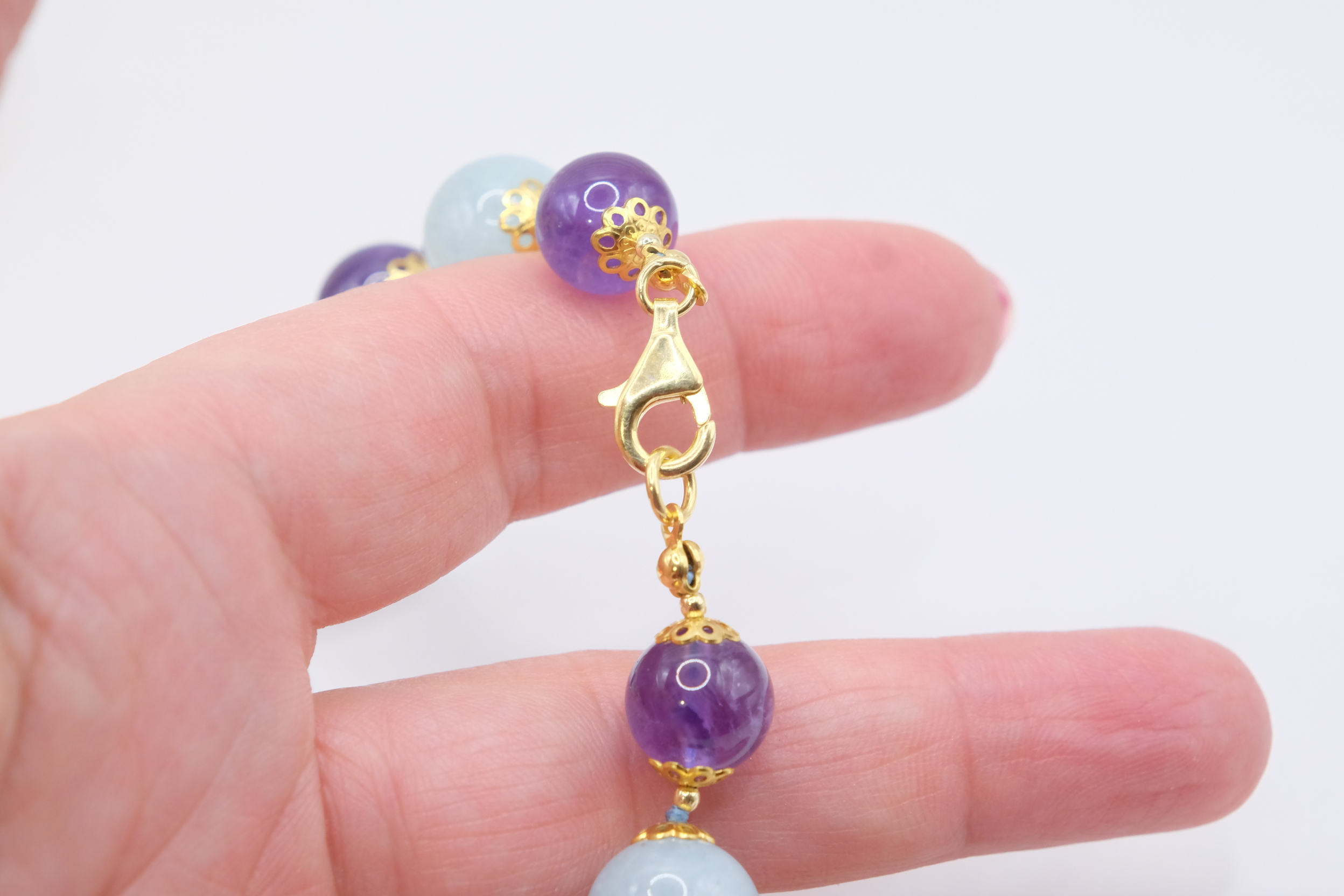 COLLANA MULTIFILO CORALLO BAMBOO AMETISTA ACQUAMARINA ARGENTO ARTIGIANALE (6)