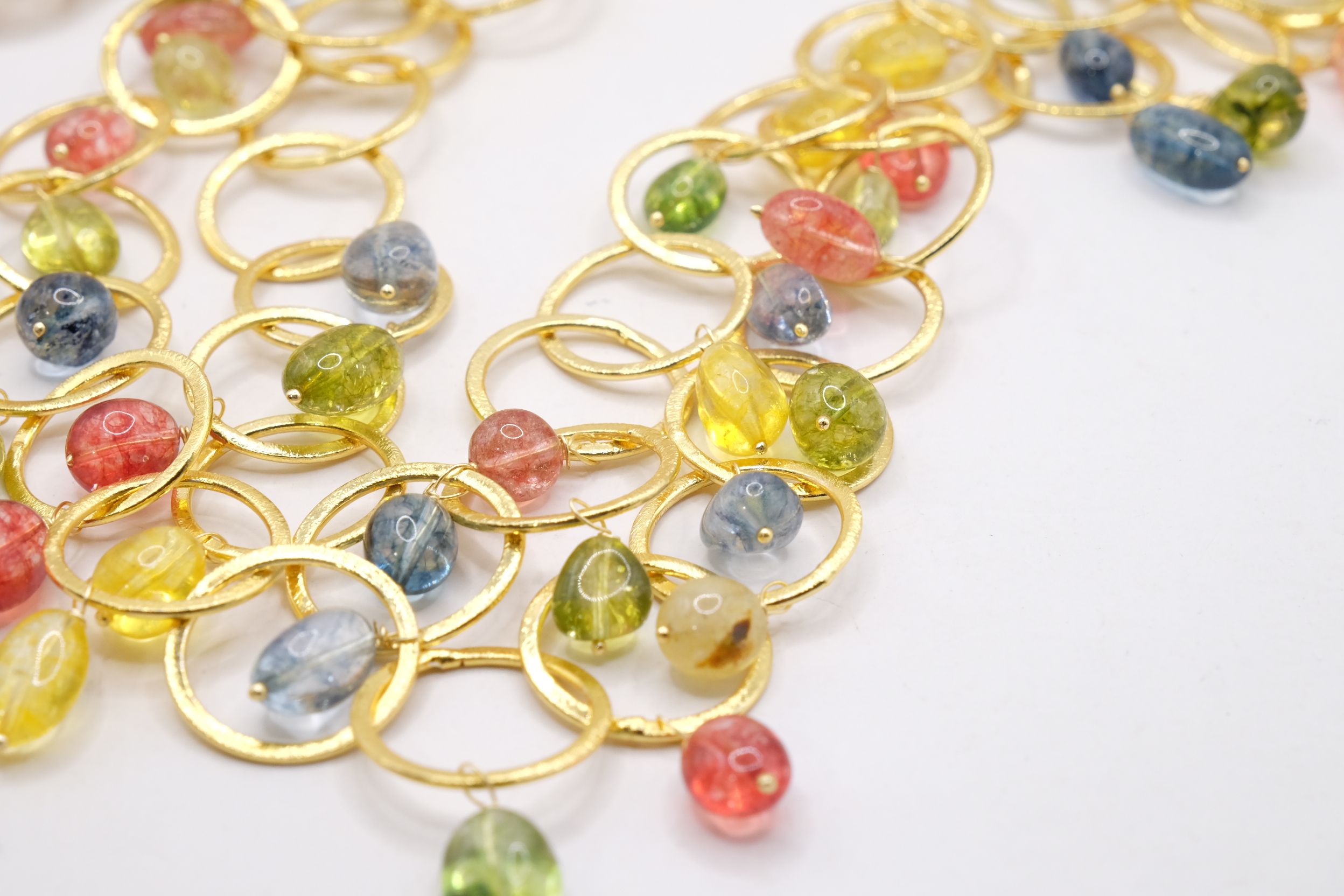 COLLANA MULTIFILO PIASTRA CERAMICA DI CALTAGIRONE TORMALINE MULTICOLORE (5)