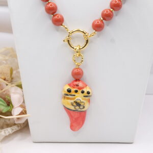 Collana Pasta di Corallo Ceramica di Caltagirone Corno