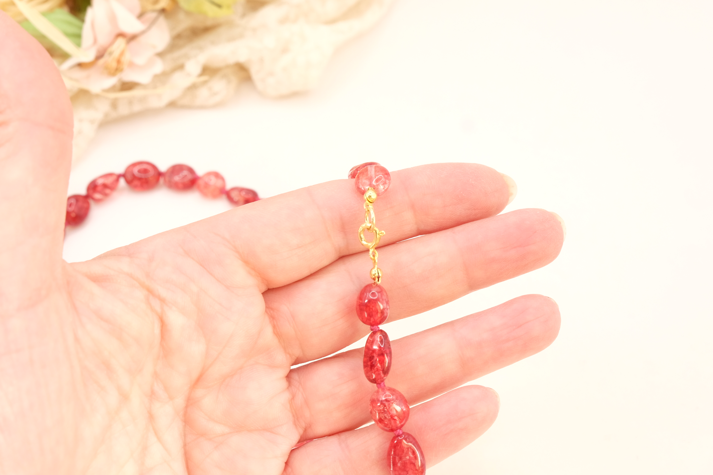 COLLANA TORMALINE ROSA DOPPIA MATTONELLA CERAMICA DI CALTAGIRONE ARTIGIANALE SICILIANA (1)