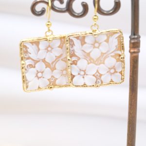 Orecchini Cammeo Genuino Torre del Greco Fiori Argento Gold