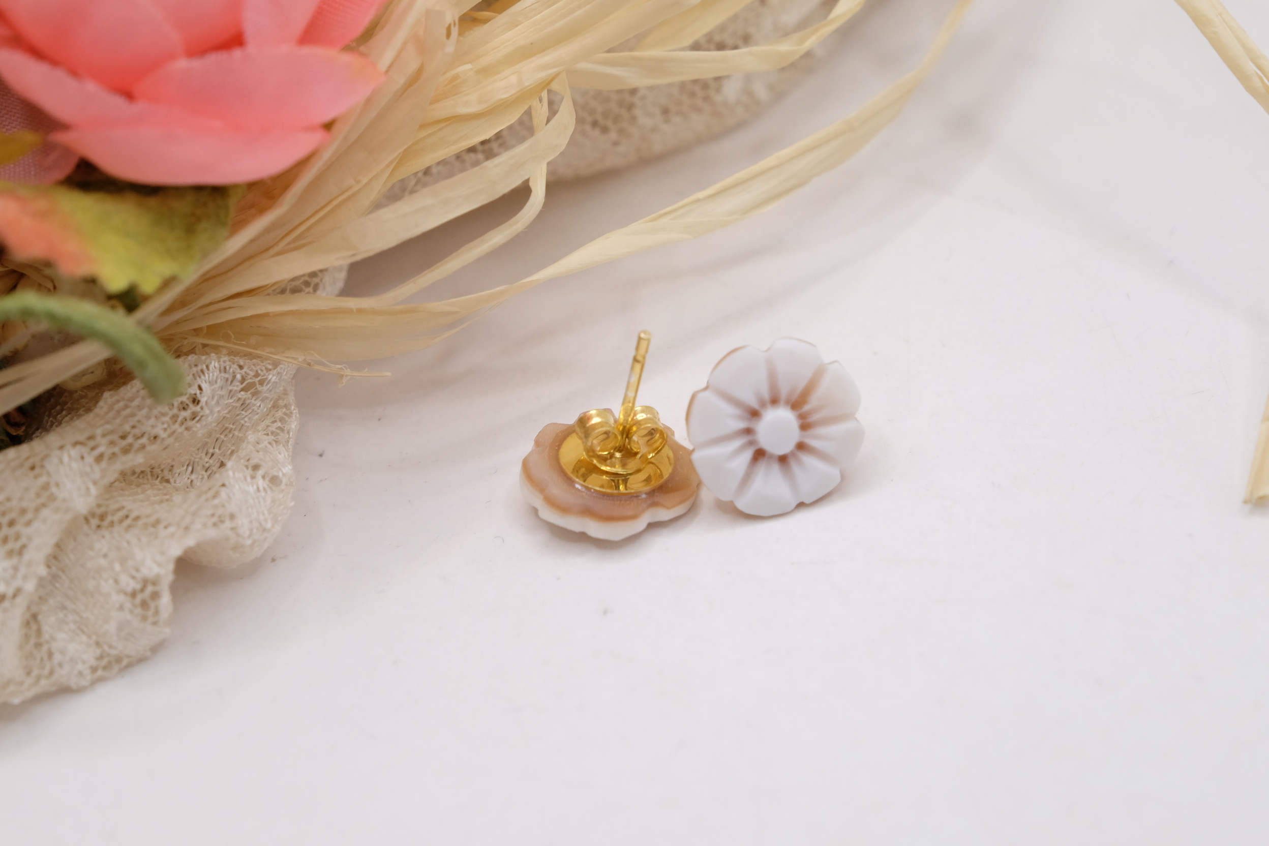 ORECCHINI CAMMEO FIORI DI TORRE DEL GRECO ARTIGIANALI ACCIAIO (2)