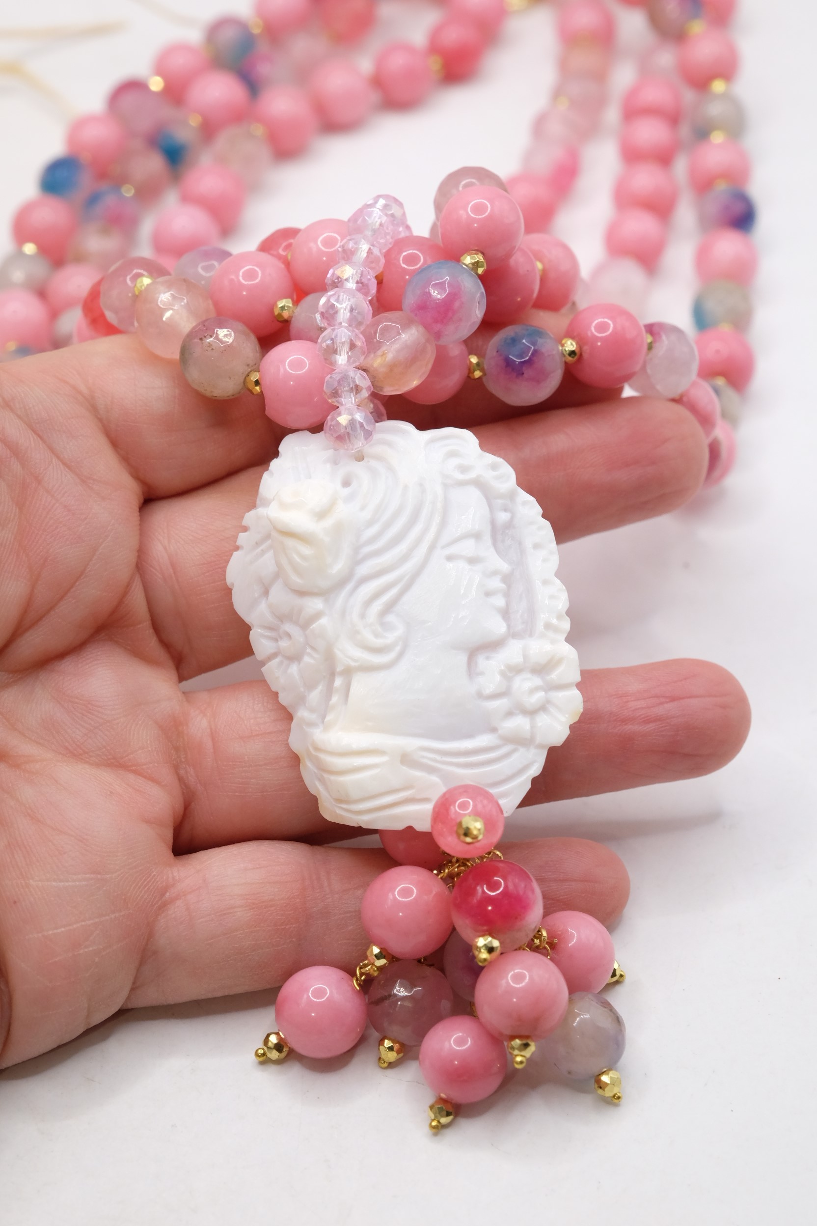COLLANA ARTIGIANALE AGATA FLOREALE CAMMEO DI TORRE DEL GRECO (5)