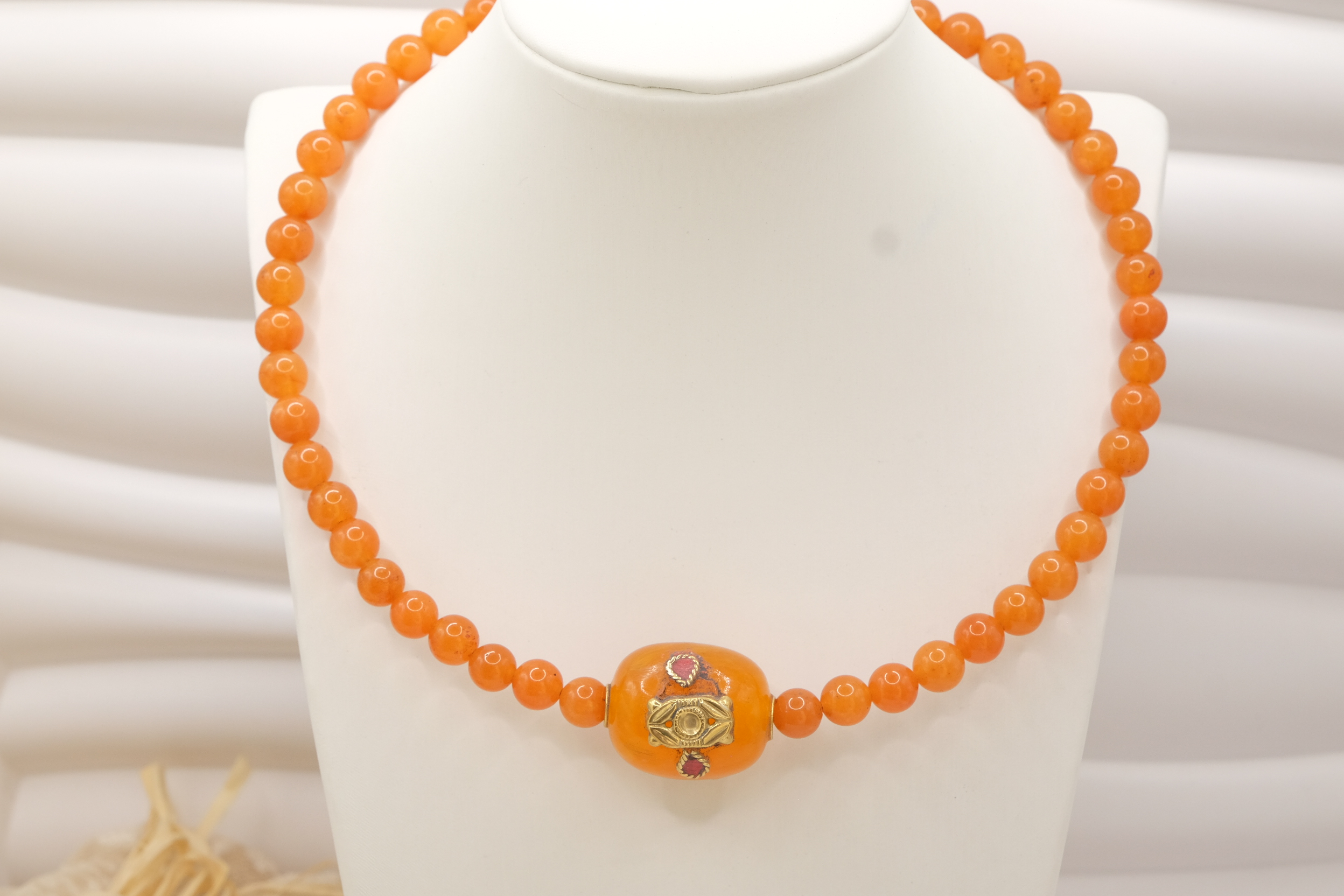 COLLANA ARTIGIANALE COLLARINO STRETTO ELEMENTO NEPALESE PIETRE NATURALI (11)