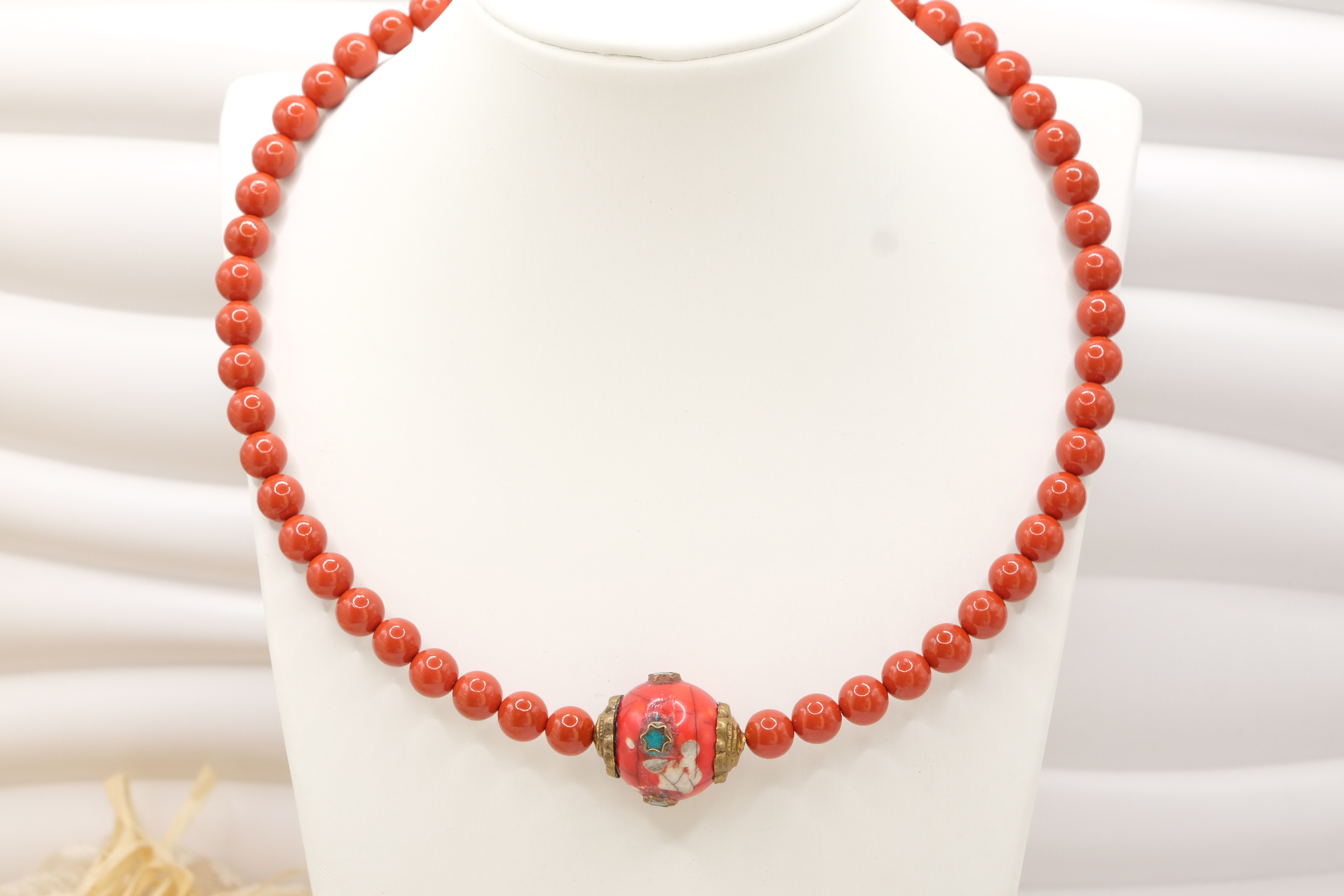 COLLANA ARTIGIANALE COLLARINO STRETTO ELEMENTO NEPALESE PIETRE NATURALI (17)