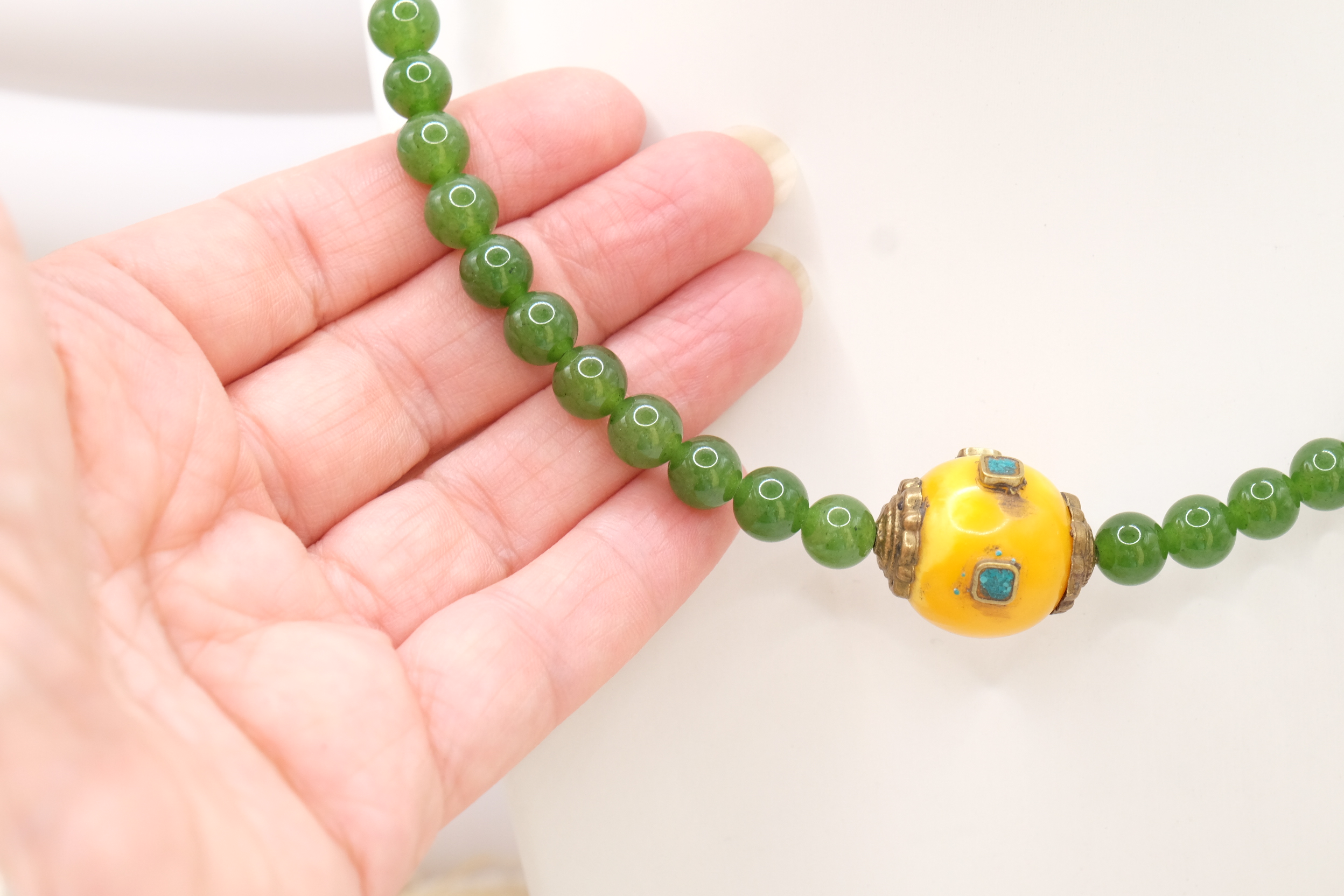 COLLANA ARTIGIANALE COLLARINO STRETTO ELEMENTO NEPALESE PIETRE NATURALI (2)