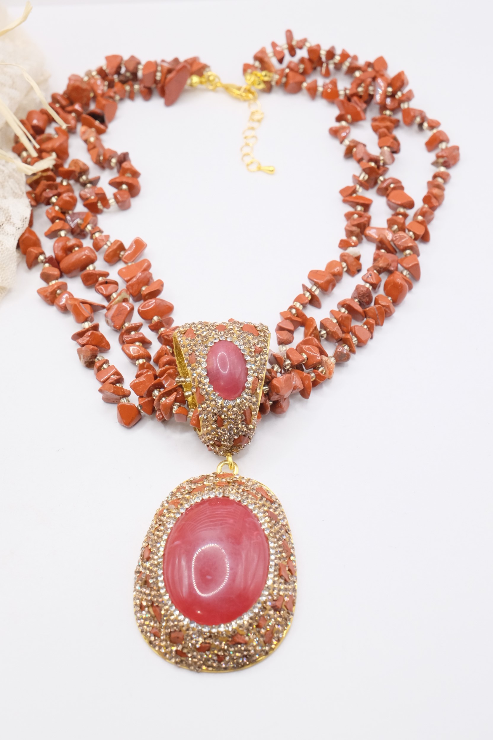 COLLANA ARTIGIANALE DIASPRO IMPERIALE ROSSO MARCASSITI RESINA (1)