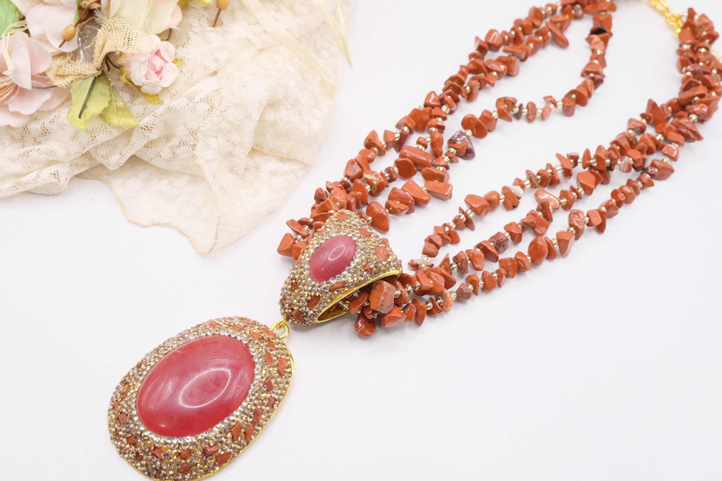 COLLANA ARTIGIANALE DIASPRO IMPERIALE ROSSO MARCASSITI RESINA (4)