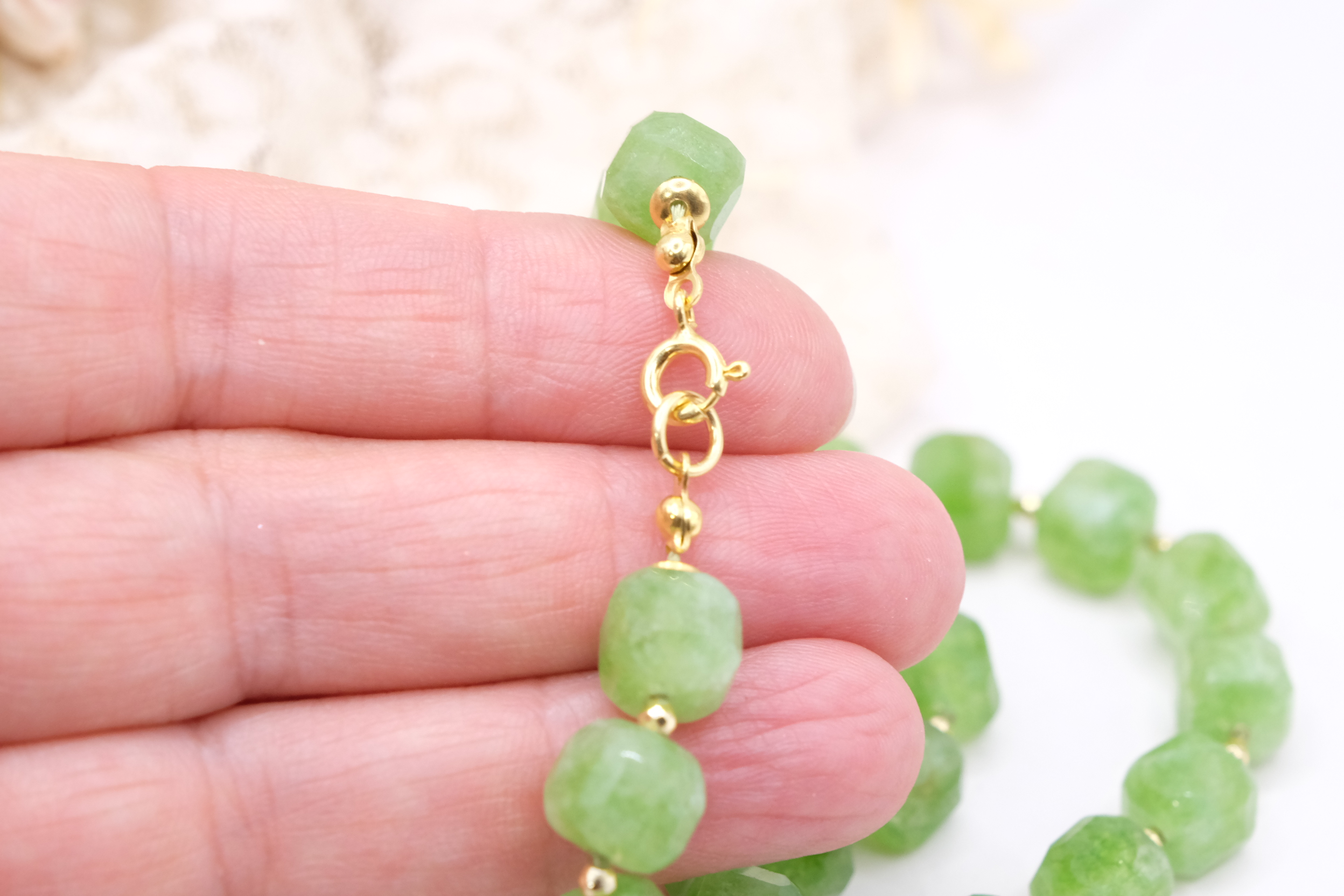 COLLANA ARTIGIANALE GIADA VERDE MELA CORALLO CAMMEO DI TORRE DEL GRECO ARGENTO PLACCATO ORO (6)