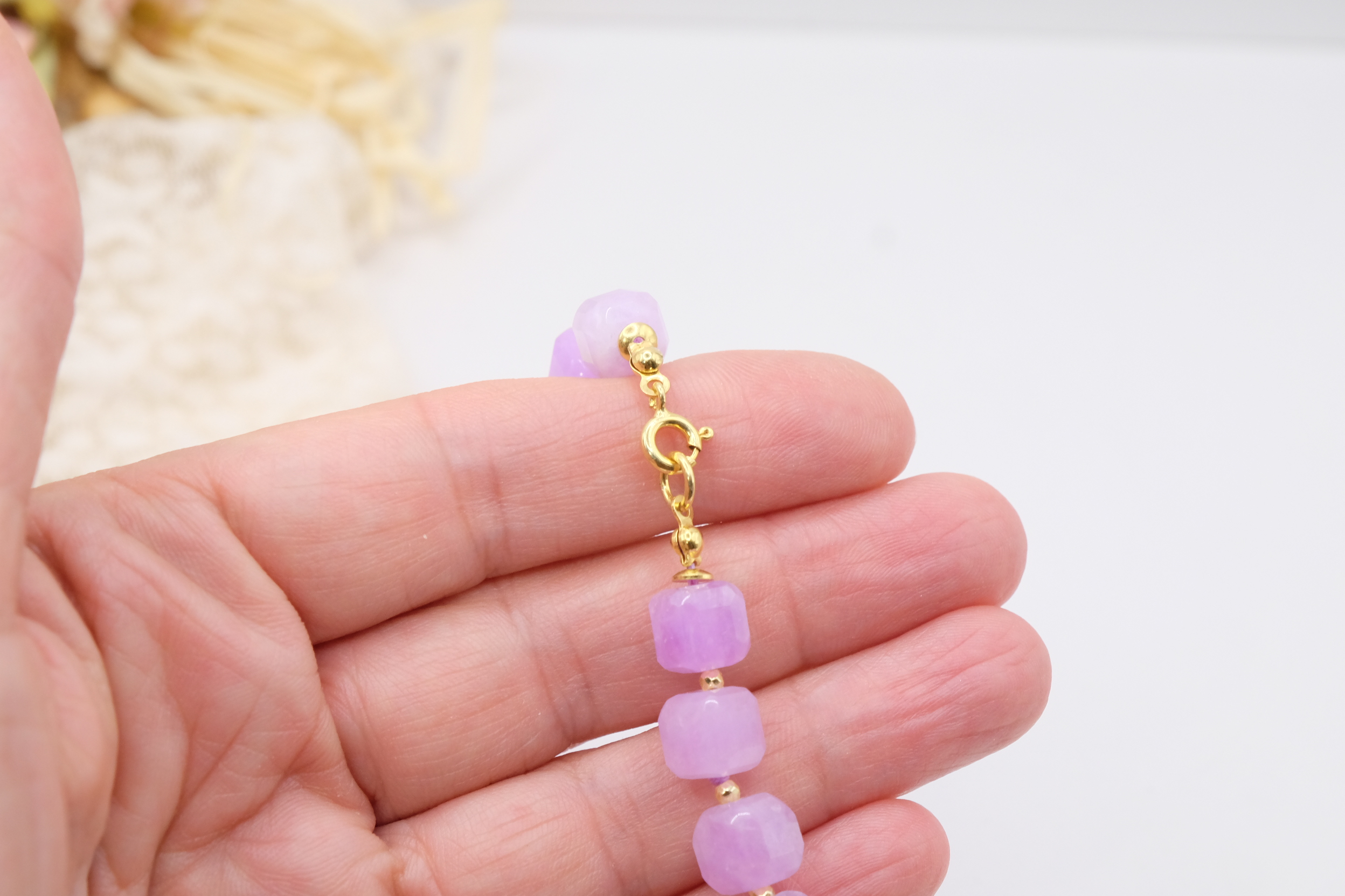 COLLANA ARTIGIANALE KUNZITE PERLE CORALLO CAMMEO DI TORRE DEL GRECO ARGENTO PLACCATO ORO (6)