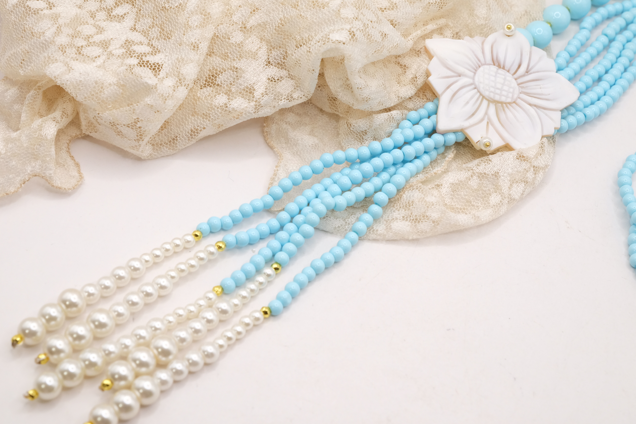COLLANA ARTIGIANALE LARIAT PASTA DI TURCHESE CAMMEO DI TORRE DEL GRECO (4)