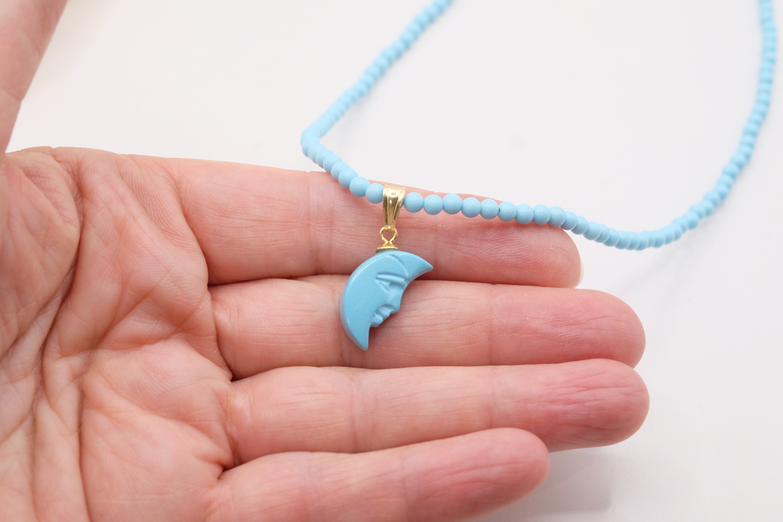 HANDMADE TURQUOISE PASTE NECKLACE WITH MARINE SUBJECTS IN SILVER (1)
