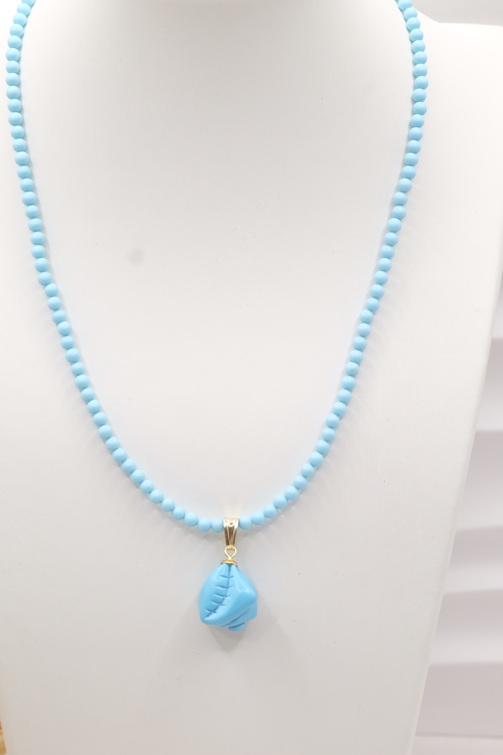 HANDMADE TURQUOISE PASTE NECKLACE WITH MARINE SUBJECTS IN SILVER (10)